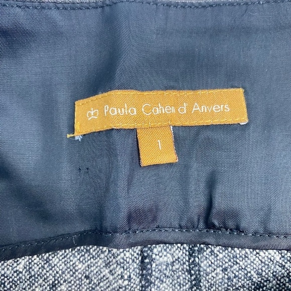 PAULA CAHEN D’ANVERS Front and Back Slits Below Knee Skirt in Black and Melange - Picture 4 of 6